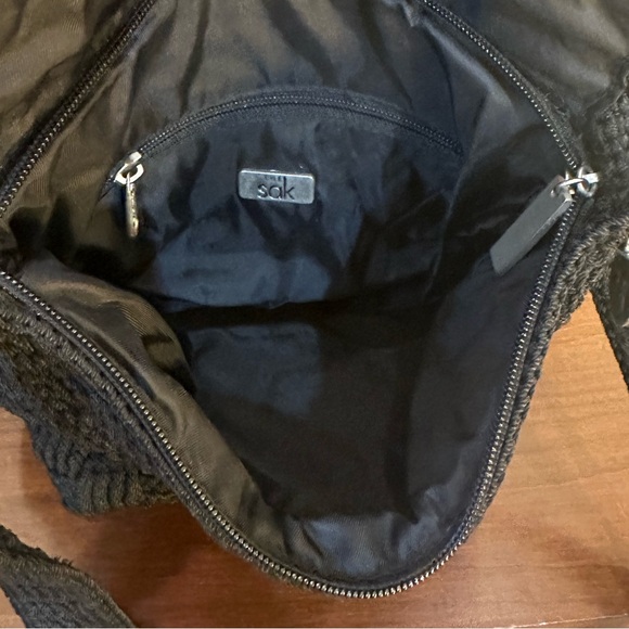 🌟HP🌟VTG 2000 Y2K The Sak Black Basket Weave Messenger Style Shoulder Bag - Picture 9 of 15